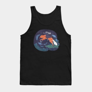 SILVER FEATHER FOX warrior girl riding a fox Transparent Background Tank Top